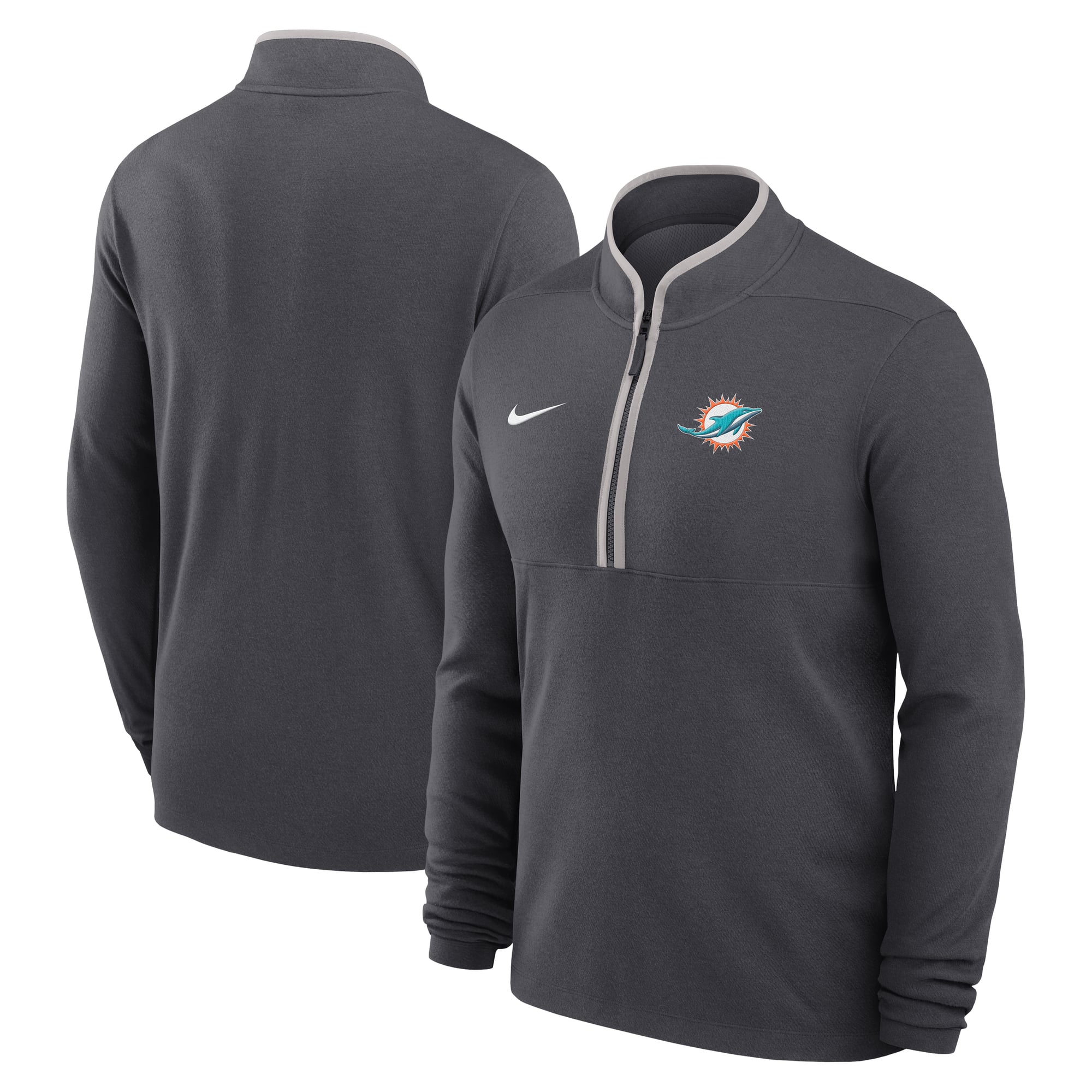Men's Nike Anthracite Miami Dolphins Primetime Victory Dri-FIT Half-Zip Pullover